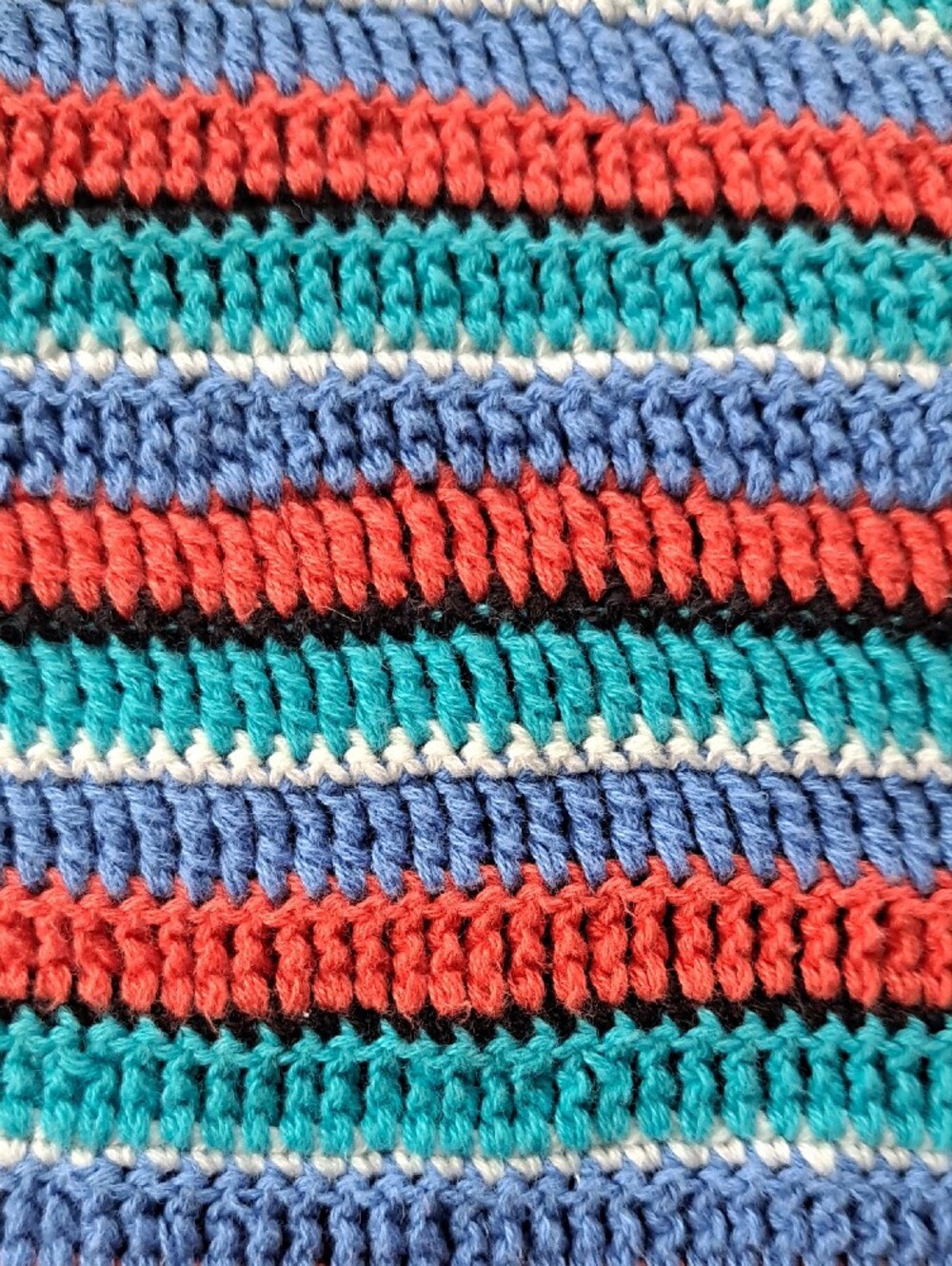 ​Ecote Striped Crochet Cotton Halter Tank Top Coral Teal Blue Boho Beach Size L - Picture 6 of 12